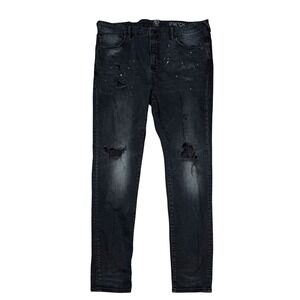 PRPS‎ Mens Stretch Rip Repair Distressed Paint Splatter Black Jeans Size 40